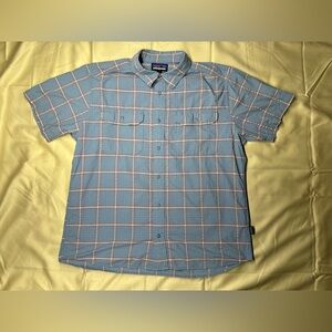Patagonia Men’s Blue Plaid Snap Button Down Shirt - Size Large - Front Pockets